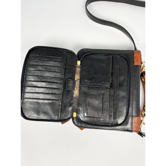 Vintage Bellrose brown and black satchel purse with handle - Picture 4 of 10